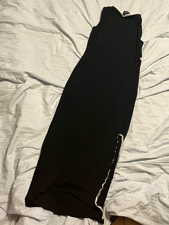 Cider Black Maxi Dress with Cream Ruffle Trim - Picture 2 of 4